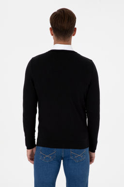 Erkek Slim Fit V Yaka Siyah Basic Kazak - U.s. polo assn фото 5