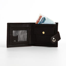 Портмоне мужское на магните, отдел для купюр, карт, монет, коричневое