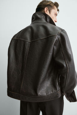 VINTAGE-EFFECT WASHED LEATHER JACKET LIMITED EDITION - Zara фото 5