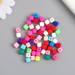 Бусины для творчества PVC «Кубики. Яркий карнавал», набор 62 шт., 0.6×0.6×0.6 см