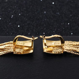 Серьги висячие Голливуд квадрат и нити, цвет золото, 6,5см - Queen fair фото 2