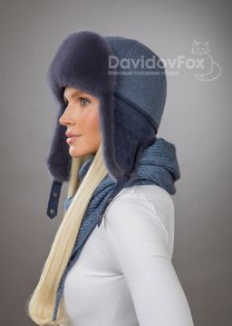 Комплект ушанка трикотаж норка байкал косынка