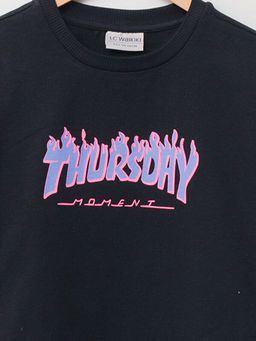 Bisiklet Yaka Bask?l? Uzun Kollu K?z ?ocuk Sweatshirt - Waikiki фото 3