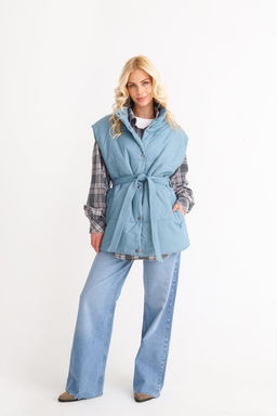 Жилет со стойкой oversize эвкалипт