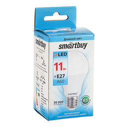 Цена за 2 шт. Лампа светодиодная Smartbuy, E27, A60, 11 Вт, 4000 К, дневной белый свет