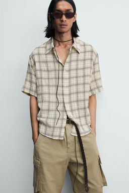 CAMISA RELAXED FIT JACQUARD CUADROS / Amarillo pastel - Zara фото 7