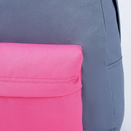 Рюкзак текстильный с цветным карманом, 30х39х12 см, серый/розовый - Nazamok фото 5