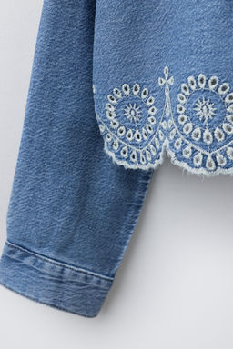 DENIM SHIRT WITH SCHIFFLI EMBROIDERY HEM - Zara фото 11