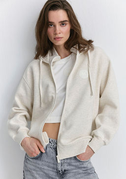 Mavi Patch Logo Fermuarl? Bej Sweatshirt