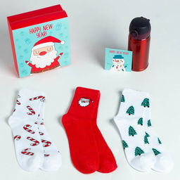 Новогодний подарочный набор термос и носки KAFTAN New Year, р-р 36-39  фото 10