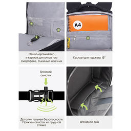 RG-666-3 Рюкзак школьный с обвесом - Grizzly фото 17