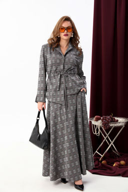 Юбка NIKVA н813-8 серый клетка  фото 2