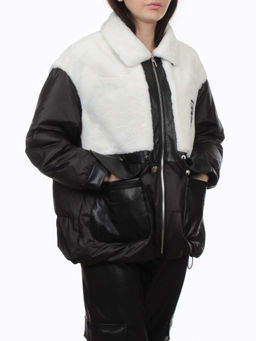 H24-223 BLACK WHITE Куртка демисезонная женская (100 гр. холлофайбер)