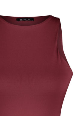 Bordo Halter Yaka Vucuda Oturan Esnek Alttan C?tc?tl? Orme Body TWOSS20BD0044