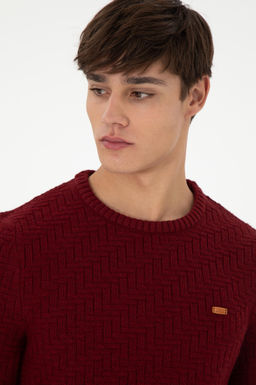 Erkek Slim Fit Bisiklet Yaka Bordo Kazak - U.s. polo assn фото 2