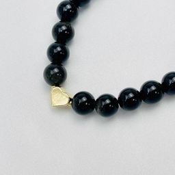 Браслет из золотистого Обсидиана со вставкой "Сердце" 16,5 см