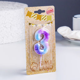 Цена за 3 шт. Свеча в торт на шпажке «Галактика», цифра 3, 5.5 см