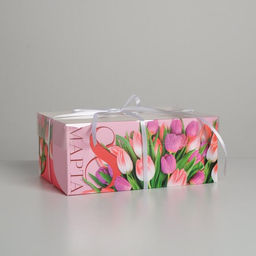 Цена за 5 шт. Коробка для капкейков, кондитерская упаковка, 6 ячеек С 8 Марта, 23?16?10 см