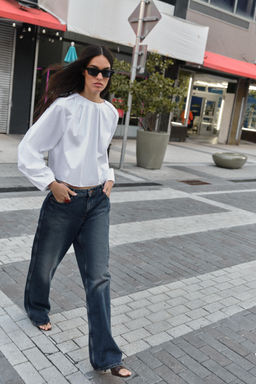 CAMISA POPEL?N GLOBO / blanco