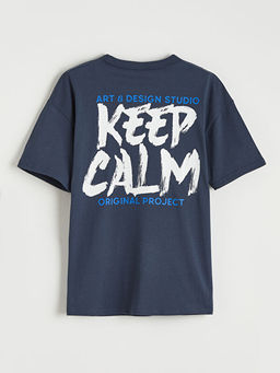 Bisiklet Yaka Erkek ?ocuk Bask?l? Ti??rt