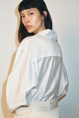 CAMISA SATINADA OVERSIZE / Blanco - Zara фото 3