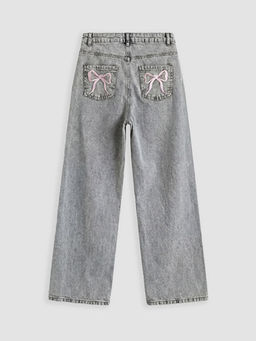 Wideleg Fiyonk Nak??l? K?z ?ocuk Jean Pantolon