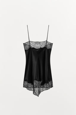SATIN CAMISOLE TOP WITH LACE TRIM - Zara фото 3
