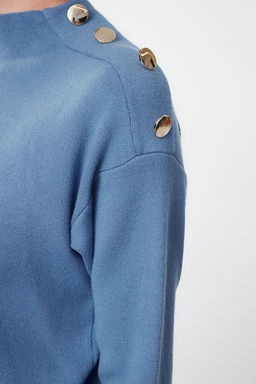 Indigo Dugme Detayl? Triko Kazak TWOAW24KZ00370 - Trendyolmilla фото 4