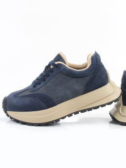 04-PCML26-3 BLUE Кроссовки демисезонные женские (натуральная замша, натуральная кожа, текстиль)