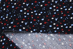 Микровельвет Нежные незабудки цв.чернильно-черный, ш.1.1м, хлопок-100%, 130гр/м.кв - Купава фото 4