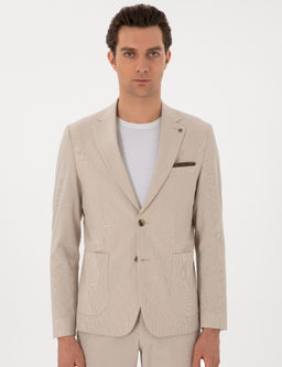 Bej Slim Fit Tak_m Elbise - Cacharel фото 3