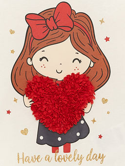 Bisiklet Yaka Uzun Kollu Bask?l? K?z Bebek Ti??rt