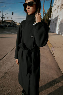 LONG WOOL COAT WITH HIGH NECK - Zara фото 5