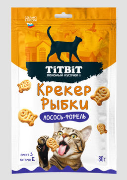 Титбит Крекер рыбки для кошек со вкусом лосось-форель 80 г
