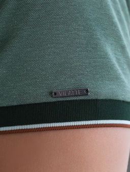 Футболка поло с воротником на пуговицах из полотна пике с меланжевым плетением с эластаном - Vilatte фото 2