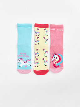 Desenli K?z ?ocuk Soket ?orap 3l?