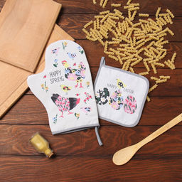 Набор кух. Доляна Яркой пасхи: варежка 20х28 см, прихватка 17х17 см, 35% хл, 65% пэ  фото 14