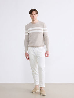 Bisiklet Yaka ?izgili Erkek Triko Kazak