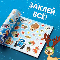 Альбом 250 наклеек Новогодние наклейки, 21 21 см, 12 стр., Синий трактор фото 5
