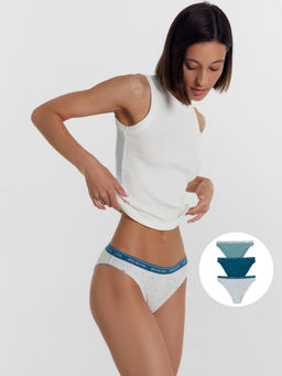 Цена за 2 штуки! Трусы женские слипы мультипак (3 шт.) серые со звездочками