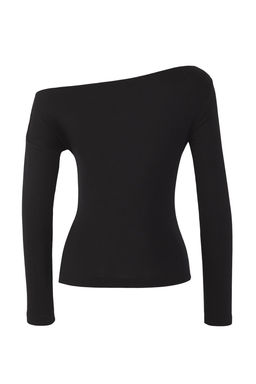 Siyah Duz Premium Yumusak Kumasl? Fitted/Vucuda Oturan Kay?k Yaka Orme Bluz TWOAW24BZ00227