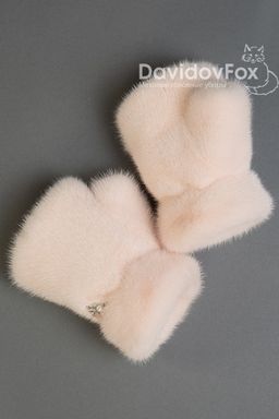 Митенки норка розовый жемчуг