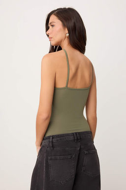 Siyah Vucuda Oturan Asimetrik Yaka Ince Ask?l? Kolsuz Esnek Orme Body TWOSS26BD00018 - Trendyolmilla фото 8