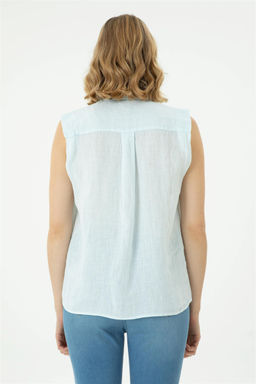 Женская голубая рубашка с коротким рукавом Неожиданная скидка в корзине - U.s. polo assn фото 5