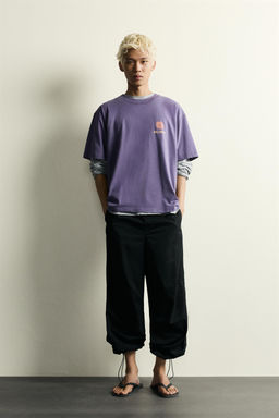 CAMISETA RELAXED FIT ESTAMPADO SOL / Azul claro