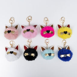 Пушистик на кольце Котик с золотыми усиками МИКС d=10 см - Simaland фото 3