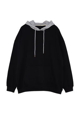 TRENDYOL MAN Siyah Buyuk Beden Oversize/Genis Kesim Kapusonlu Mistik Bask? Ici Polarl? Sweatshirt TMNAW24AO00006 - Trendyolmilla фото 8
