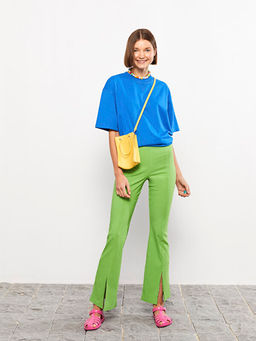 Kad?n Beli Fermuarl? D?z Pantolon