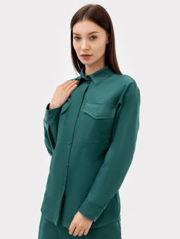 Рубашка женская в пыльно-изумрудном цвете т.пыльно -изумрудный 122897/1 - Mark formelle фото 2