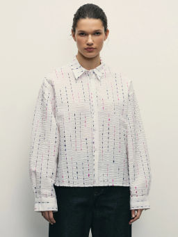 Рубашка с фактурной полоской / Zarina  фото 3